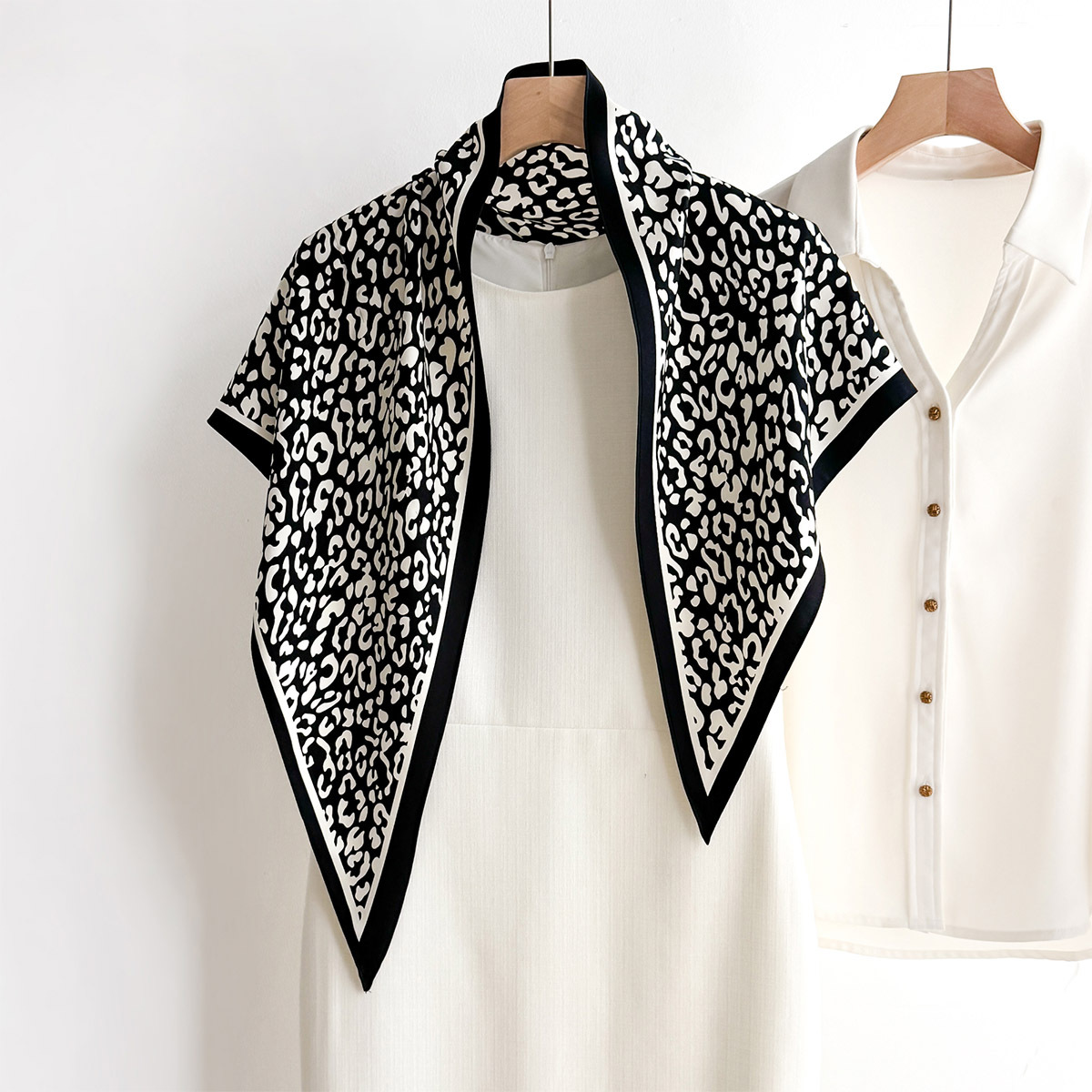 Silk Scarf Square - Leopard Printed Square Scarf For Women