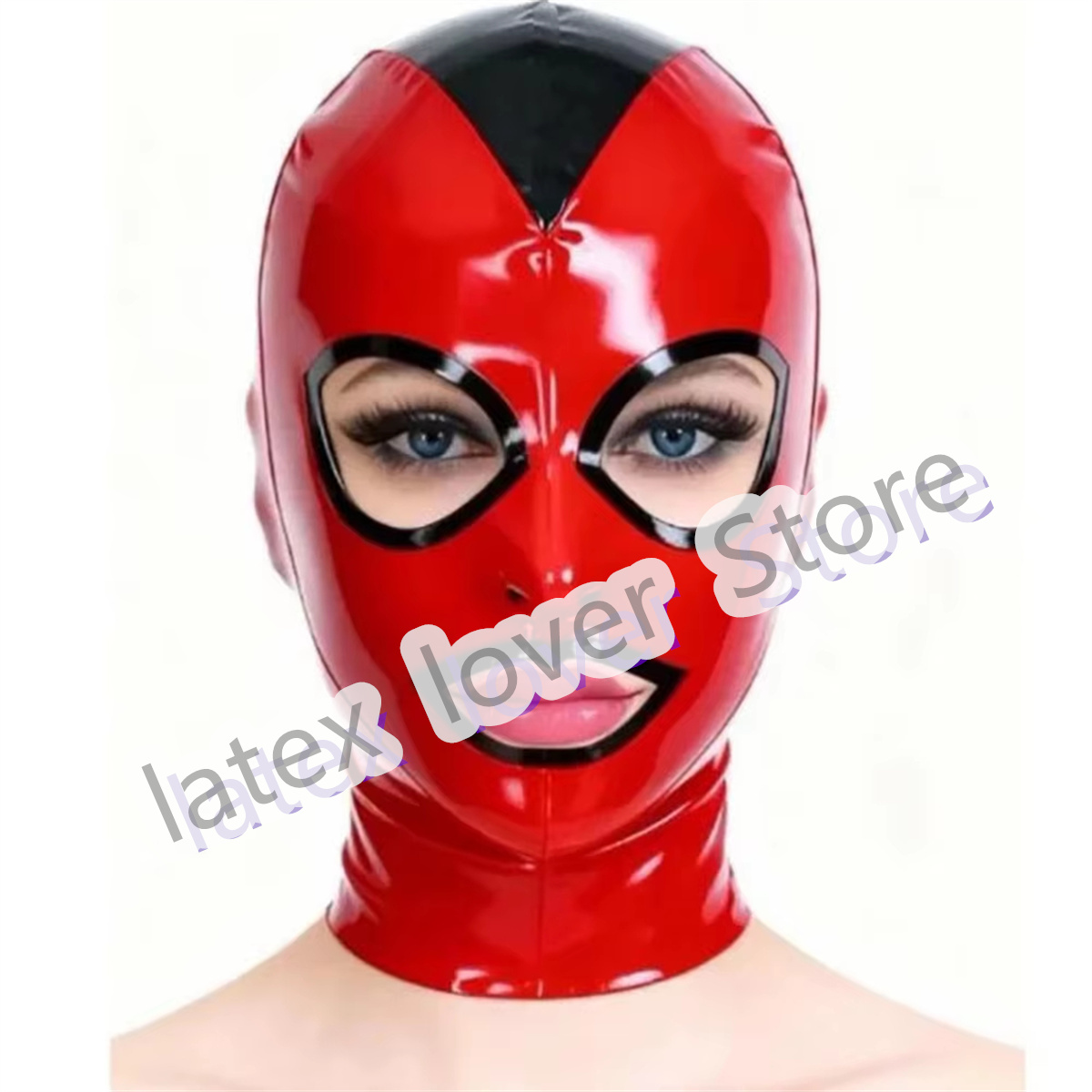 Women'S Red Accessories - Handmade Latex Hood Rubber Mask Red