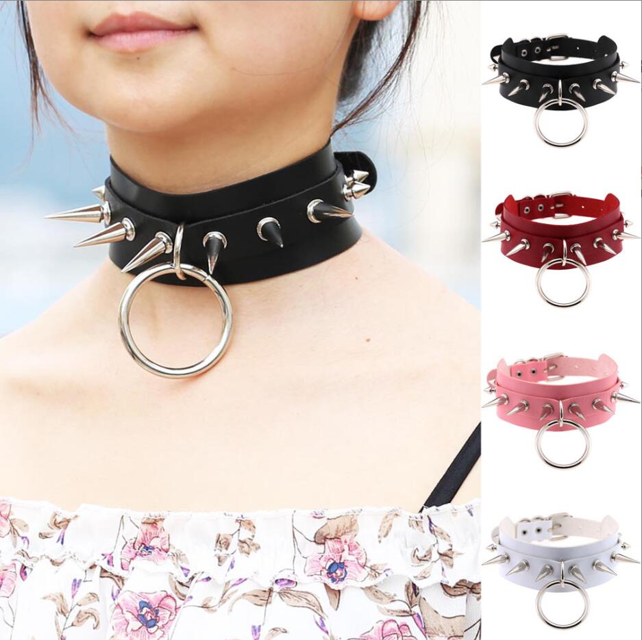 Women'S Emo Accessories - Long Spiked Choker Punk Collar Women